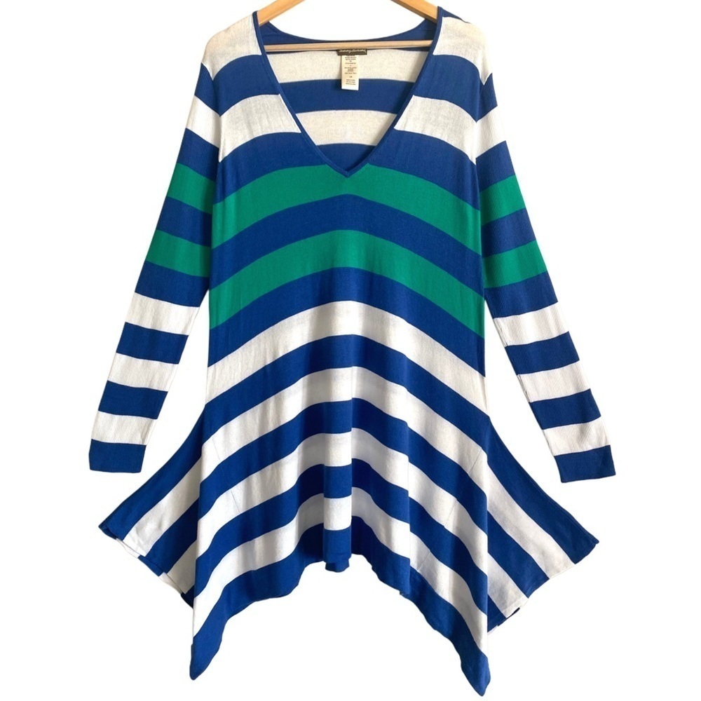 TOMMY BAHAMA Colorful Soft Stretchy Lightweight Handkerchief Hem Sweater Dress L